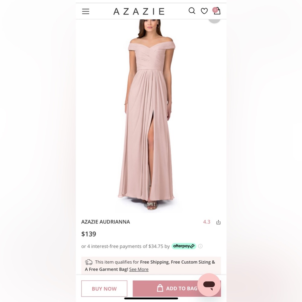 Azazie bridesmaid dress dusty rose worn once for a wedding